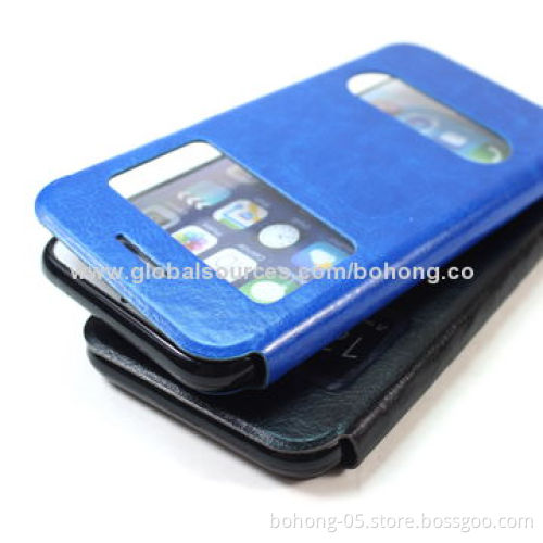 Crazy horse grain leather holder case with bottom PU for iPhone 6